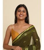 Suta Olive Woven Design Cotton Blend Saree