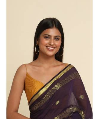Suta Purple Woven Design Cotton Blend Saree 5