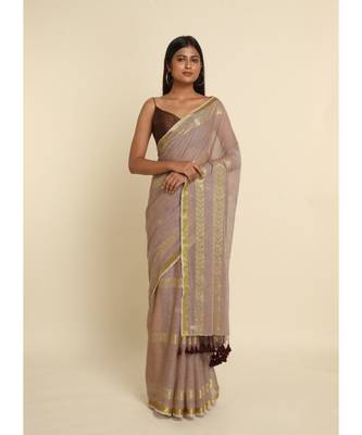 Suta Beige Woven Design Cotton Blend Saree 1