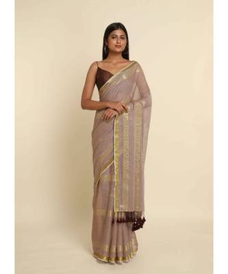 Suta Beige Woven Design Cotton Blend Saree 2