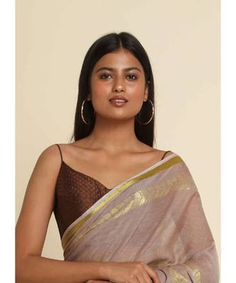 Suta Beige Woven Design Cotton Blend Saree 3