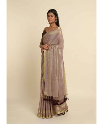 Suta Beige Woven Design Cotton Blend Saree 6