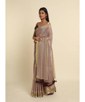 Suta Beige Woven Design Cotton Blend Saree 7