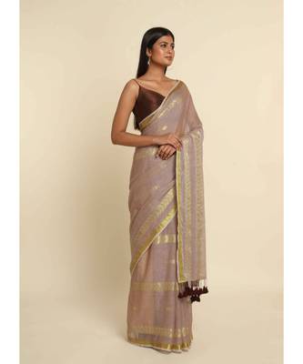 Suta Beige Woven Design Cotton Blend Saree 8