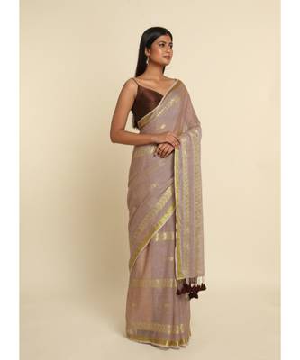 Suta Beige Woven Design Cotton Blend Saree 9