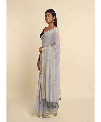 Suta Grey Woven Design Cotton Blend Saree 6