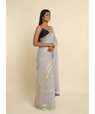Suta Grey Woven Design Cotton Blend Saree 8