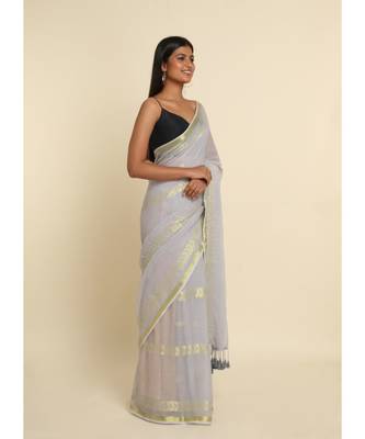 Suta Grey Woven Design Cotton Blend Saree 9
