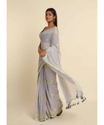 Suta Grey Woven Design Cotton Blend Saree 10
