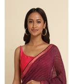 Suta Pink Striped Cotton Blend Saree