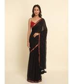 Suta Black Striped Cotton Blend Saree