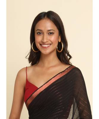 Suta Black Striped Cotton Blend Saree 4