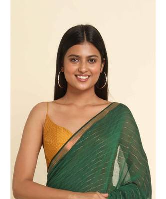 Suta Green Striped Cotton Blend Saree 3