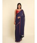 Suta Purple Striped Cotton Blend Saree