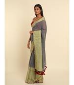 Suta Grey Solid Cotton Blend Saree