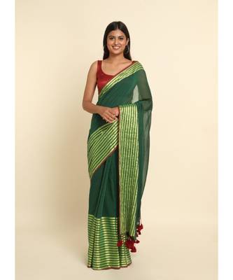 Suta Green Solid Cotton Blend Saree 1
