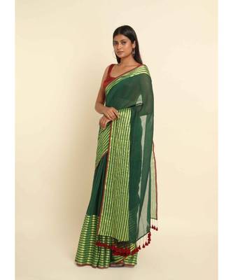 Suta Green Solid Cotton Blend Saree 6