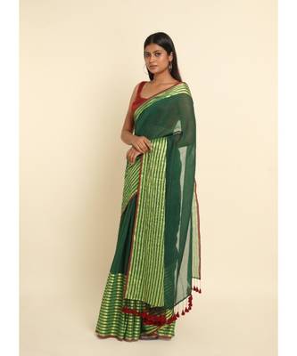 Suta Green Solid Cotton Blend Saree 7