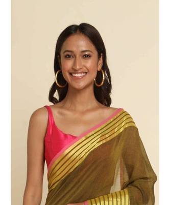 Suta Mustard Solid Cotton Blend Saree 3