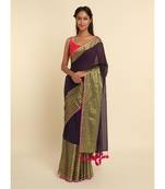 Suta Purple Solid Cotton Blend Saree