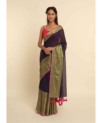 Suta Purple Solid Cotton Blend Saree 2