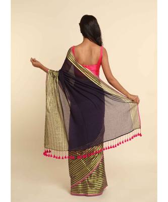 Suta Purple Solid Cotton Blend Saree 8