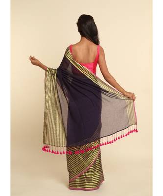 Suta Purple Solid Cotton Blend Saree 9