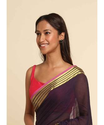 Suta Purple Solid Cotton Blend Saree 10