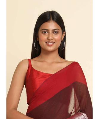 Suta Maroon Colourblocked Cotton Blend Saree 3
