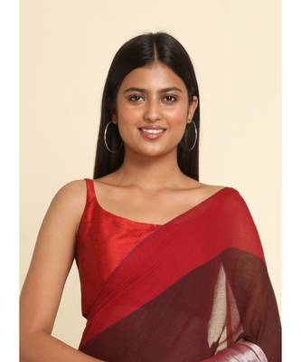 Suta Maroon Colourblocked Cotton Blend Saree 5