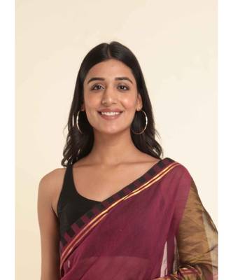 Suta Pink Solid Cotton Blend Saree 3