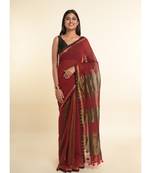 Suta Red Solid Cotton Blend Saree