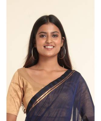 Suta Blue Solid Cotton Blend Saree 4