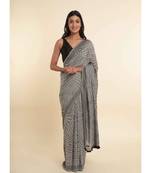 Suta Grey Printed Cotton Blend Saree