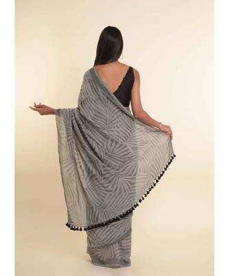 Suta Grey Printed Cotton Blend Saree 9