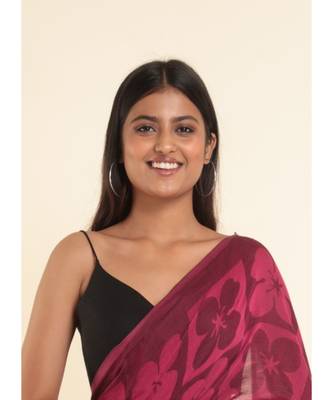 Suta Pink Printed Cotton Blend Saree 4