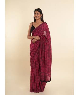 Suta Pink Printed Cotton Blend Saree 7