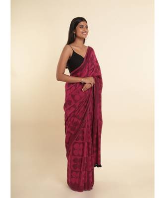 Suta Pink Printed Cotton Blend Saree 9