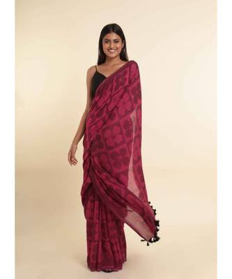 Suta Pink Printed Cotton Blend Saree 10