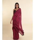 Suta Pink Printed Cotton Blend Saree