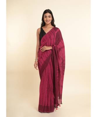 Suta Pink Dyed Cotton Blend Saree 3