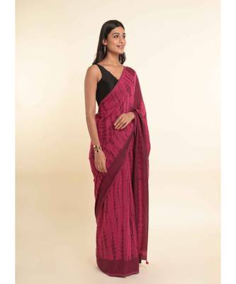 Suta Pink Dyed Cotton Blend Saree 1