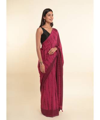 Suta Pink Dyed Cotton Blend Saree 8
