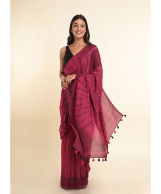 Suta Pink Dyed Cotton Blend Saree 10