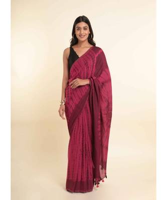 Suta Pink Dyed Cotton Blend Saree 11