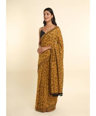 Suta Mustard Printed Cotton Blend Saree 7