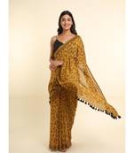 Suta Mustard Printed Cotton Blend Saree