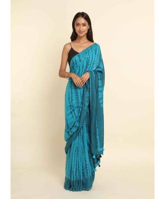 Suta Blue Dyed Cotton Blend Saree 1