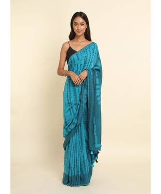 Suta Blue Dyed Cotton Blend Saree 3