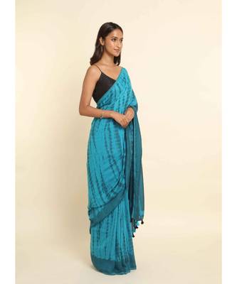 Suta Blue Dyed Cotton Blend Saree 9